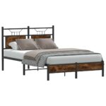 vidaXL Posteľný rám bez matraca dymový dub 120x200 cm kompozitné drevo – Obrázok 3