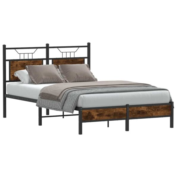 vidaXL Posteľný rám bez matraca dymový dub 120x200 cm kompozitné drevo – Obrázok 3