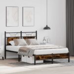 vidaXL Posteľný rám bez matraca dymový dub 120x200 cm kompozitné drevo – Obrázok 4