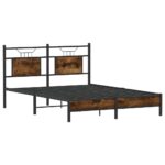 vidaXL Posteľný rám bez matraca dymový dub 137x190 cm kompozitné drevo – Obrázok 5