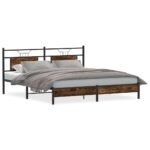 vidaXL Posteľný rám bez matraca dymový dub 160x200 cm kompozitné drevo – Obrázok 2