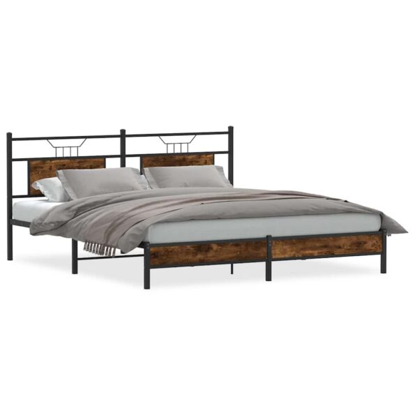 vidaXL Posteľný rám bez matraca dymový dub 160x200 cm kompozitné drevo – Obrázok 2