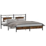 vidaXL Posteľný rám bez matraca dymový dub 160x200 cm kompozitné drevo – Obrázok 3