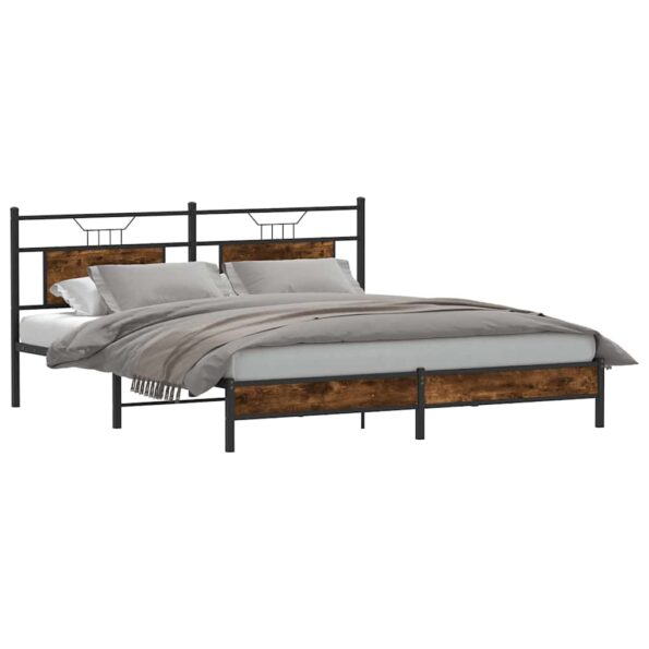 vidaXL Posteľný rám bez matraca dymový dub 160x200 cm kompozitné drevo – Obrázok 3