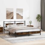 vidaXL Posteľný rám bez matraca dymový dub 160x200 cm kompozitné drevo – Obrázok 4