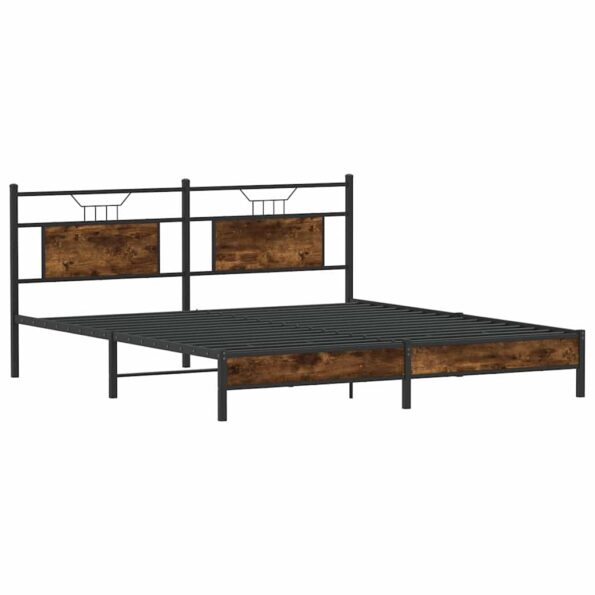 vidaXL Posteľný rám bez matraca dymový dub 160x200 cm kompozitné drevo – Obrázok 5