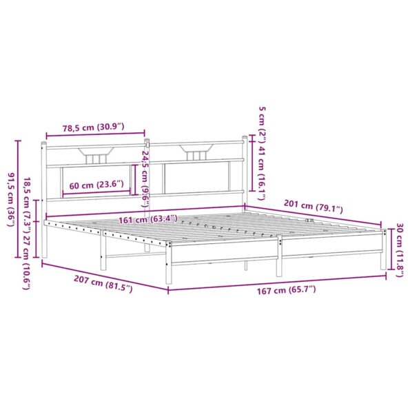 vidaXL Posteľný rám bez matraca dymový dub 160x200 cm kompozitné drevo – Obrázok 11