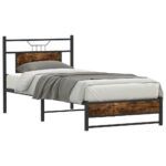 vidaXL Posteľný rám bez matraca dymový dub 90x200 cm kompozitné drevo – Obrázok 3