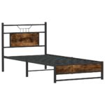 vidaXL Posteľný rám bez matraca dymový dub 90x200 cm kompozitné drevo – Obrázok 5