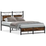 vidaXL Posteľný rám bez matraca dymový dub 120x200 cm kompozitné drevo – Obrázok 2