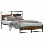vidaXL Posteľný rám bez matraca dymový dub 120x200 cm kompozitné drevo – Obrázok 3