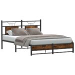 vidaXL Posteľný rám bez matraca dymový dub 137x190 cm kompozitné drevo – Obrázok 3