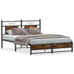 vidaXL Posteľný rám bez matraca dymový dub 140x200 cm kompozitné drevo – Obrázok 2