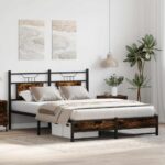 vidaXL Posteľný rám bez matraca dymový dub 140x200 cm kompozitné drevo – Obrázok 4