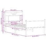 vidaXL Posteľný rám bez matraca dymový dub 90x200 cm kompozitné drevo – Obrázok 11
