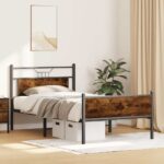 VidaXL Rám postele bez matraca tmavý dub 107x203 cm kompozitné drevo – Obrázok 5