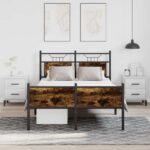 vidaXL Posteľný rám bez matraca dymový dub 120x190 cm borovicový masív – Obrázok 4