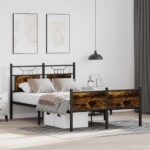 vidaXL Posteľný rám bez matraca dymový dub 120x190 cm borovicový masív – Obrázok 5
