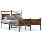 vidaXL Posteľný rám bez matraca dymový dub 120x200 cm kompozitné drevo – Obrázok 2