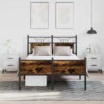 vidaXL Posteľný rám bez matraca dymový dub 120x200 cm kompozitné drevo – Obrázok 4