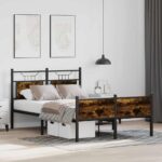 vidaXL Posteľný rám bez matraca dymový dub 120x200 cm kompozitné drevo – Obrázok 5