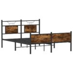 vidaXL Posteľný rám bez matraca dymový dub 137x190 cm kompozitné drevo – Obrázok 3