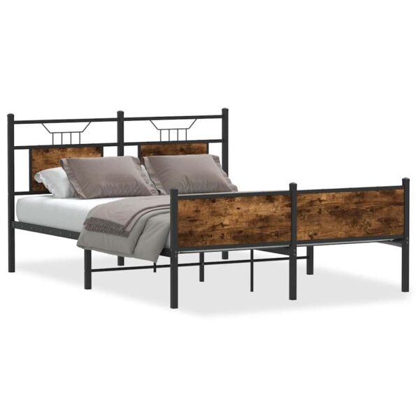 vidaXL Posteľný rám bez matraca dymový dub 140x190 cm kompozitné drevo – Obrázok 2