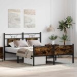 vidaXL Posteľný rám bez matraca dymový dub 140x200 cm kompozitné drevo – Obrázok 5