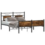 vidaXL Posteľný rám bez matraca dymový dub 150x200 cm kompozitné drevo