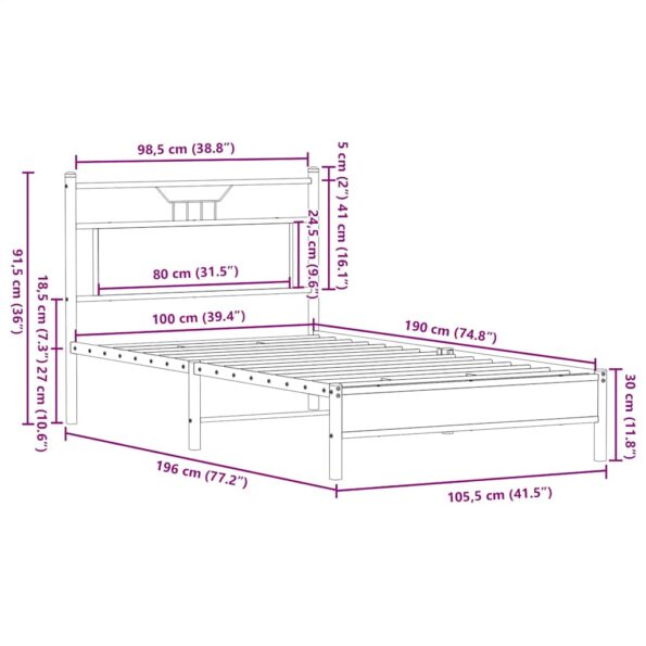 vidaXL Posteľný rám bez matraca dub sonoma 100x190 cm kompozitné drevo – Obrázok 11