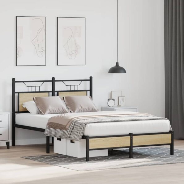 vidaXL Posteľný rám bez matraca dub sonoma 120x200 cm kompozitné drevo – Obrázok 4