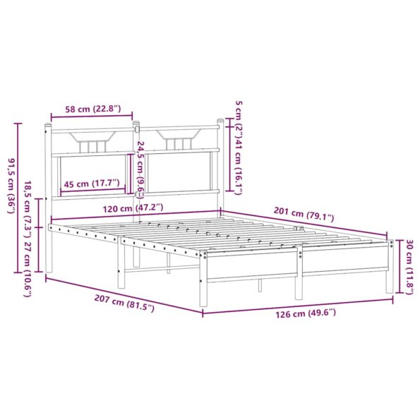 vidaXL Posteľný rám bez matraca dub sonoma 120x200 cm kompozitné drevo – Obrázok 11