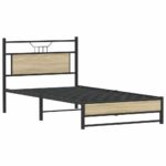 vidaXL Posteľný rám bez matraca dub sonoma 107x203 cm kompozitné drevo – Obrázok 3