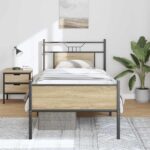 vidaXL Posteľný rám bez matraca dub sonoma 75x190 cm kompozitné drevo – Obrázok 4