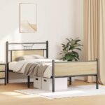 vidaXL Posteľný rám bez matraca dub sonoma 100x190 cm kompozitné drevo – Obrázok 5