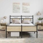 vidaXL Posteľný rám bez matraca dub sonoma 137x190 cm kompozitné drevo – Obrázok 4