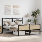 vidaXL Posteľný rám bez matraca dub sonoma 137x190 cm kompozitné drevo – Obrázok 5