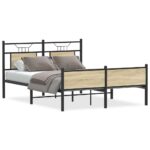 vidaXL Posteľný rám bez matraca dub sonoma 140x190 cm kompozitné drevo – Obrázok 2