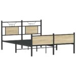 vidaXL Posteľný rám bez matraca dub sonoma 140x190 cm kompozitné drevo – Obrázok 3