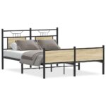 vidaXL Posteľný rám bez matraca dub sonoma 140x200 cm kompozitné drevo – Obrázok 2