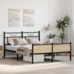vidaXL Posteľný rám bez matraca dub sonoma 140x200 cm kompozitné drevo – Obrázok 5