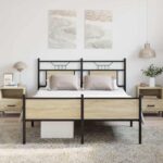 vidaXL Posteľný rám bez matraca dub sonoma 150x200 cm kompozitné drevo – Obrázok 4