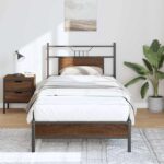 vidaXL Posteľný rám bez matraca hnedý dub 90x190 cm kompozitné drevo – Obrázok 5