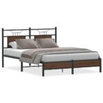 vidaXL Posteľný rám bez matraca hnedý dub 150x200 cm kompozitné drevo – Obrázok 2