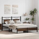 vidaXL Posteľný rám bez matraca hnedý dub 150x200 cm kompozitné drevo – Obrázok 4