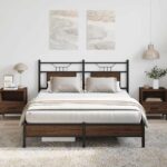 vidaXL Posteľný rám bez matraca hnedý dub 150x200 cm kompozitné drevo – Obrázok 5