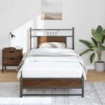 vidaXL Posteľný rám bez matraca hnedý dub 80x200 cm kompozitné drevo – Obrázok 5