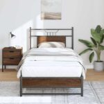 vidaXL Posteľný rám bez matraca hnedý dub 90x190 cm kompozitné drevo – Obrázok 5