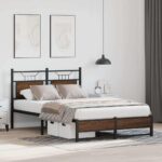 vidaXL Posteľný rám bez matraca hnedý dub 120x200 cm kompozitné drevo – Obrázok 4