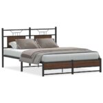 vidaXL Posteľný rám bez matraca hnedý dub 137x190 cm kompozitné drevo – Obrázok 2